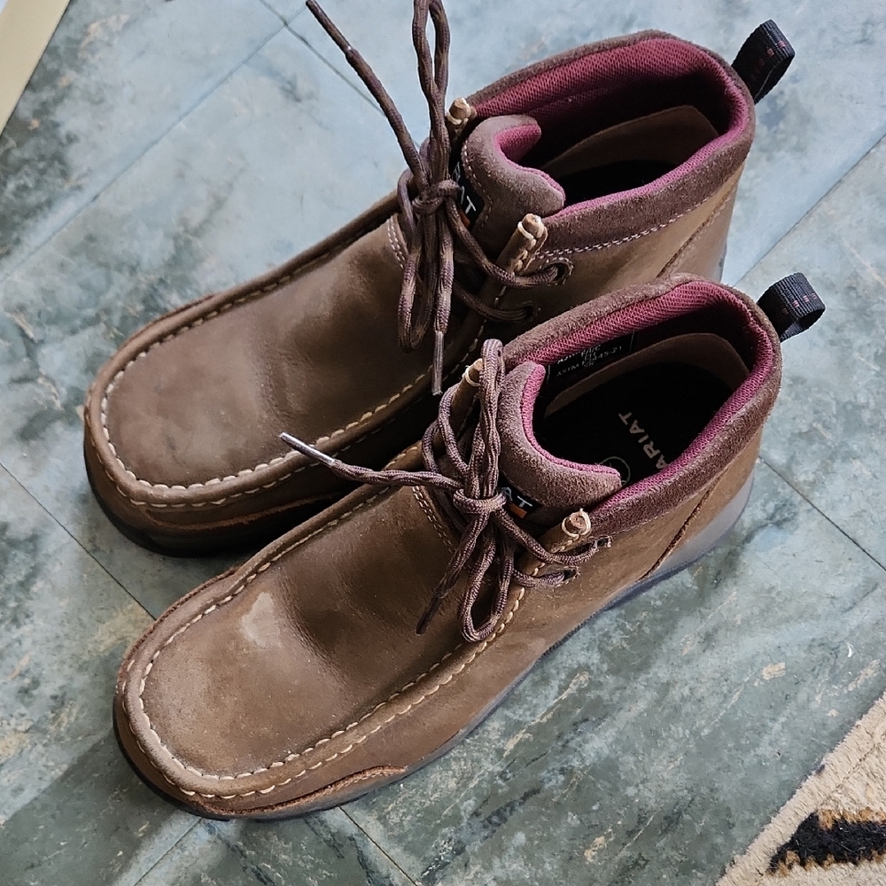 Ariat Brown Ankle Boots with Maroon Accents